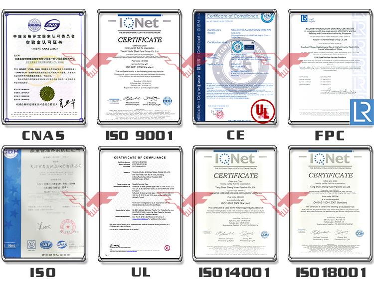 Youfa steel pipe certificates